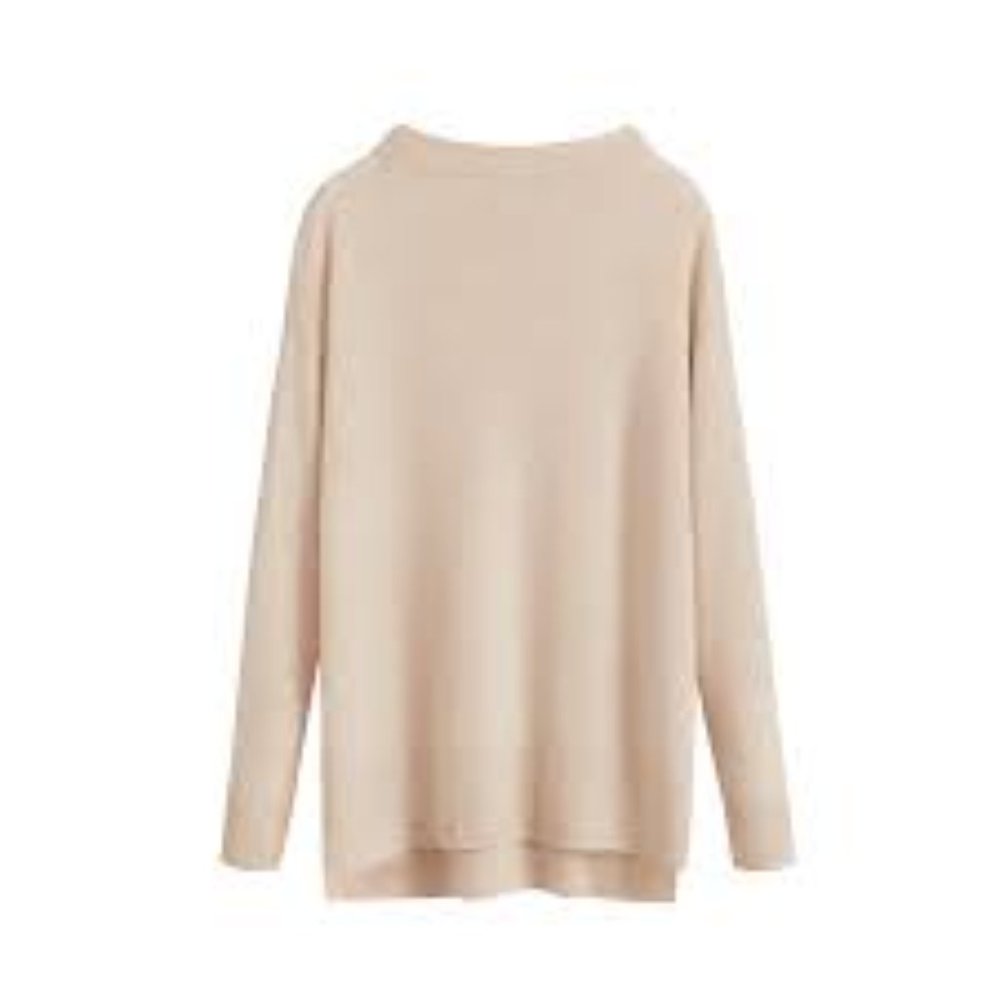 Cuyana Single-Origin Cashmere Funnel Neck Sweater - Ecru - L/XL